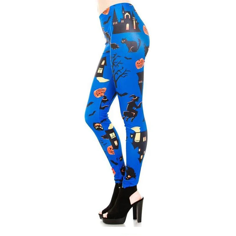 Women Fashion Pumpkin Lantern Halloween Cosplay Leggings Pants