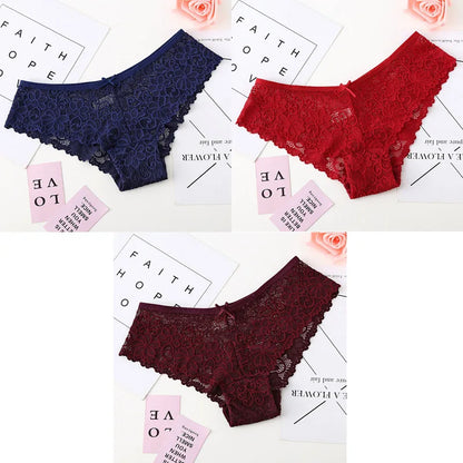 3pcs Sexy Lace Women Cozy Lingerie Briefs Underpants Low Waist Panties Underwear