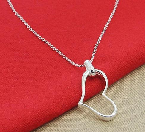 925 Sterling Silver Heart 18 Inch Chain Woman Fashion Wedding Engagement Party Charm Pendant Necklace