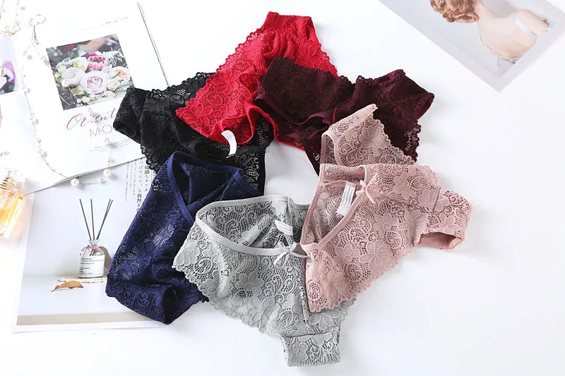 3pcs Sexy Lace Women Cozy Lingerie Briefs Underpants Low Waist Panties Underwear