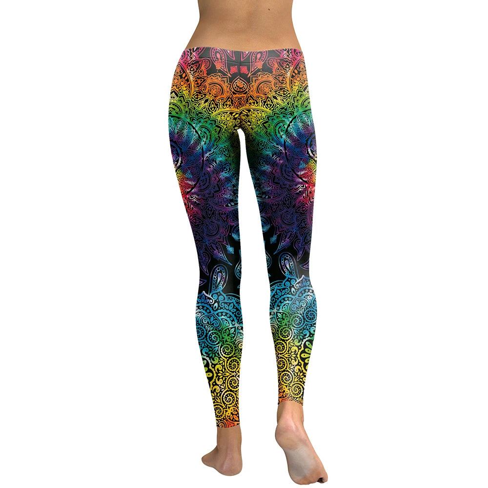 Women Fashion Mandala Flower 3D Printed Pants Leggings