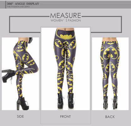 Women Batman Logo Badge Printed Skinny Leggings Pants