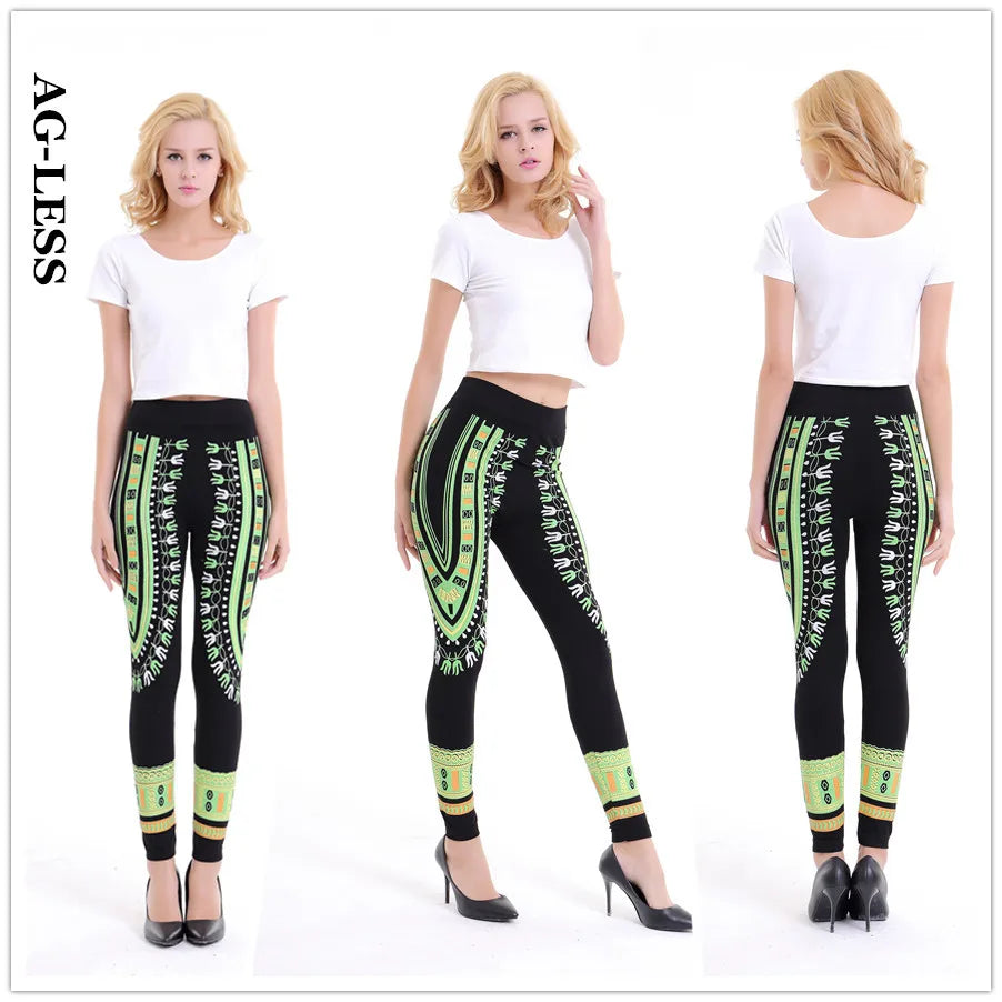 Women African Prints Yoga Sports Pants Leggings