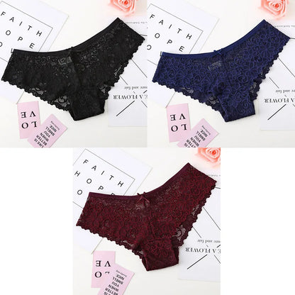 3pcs Sexy Lace Women Cozy Lingerie Briefs Underpants Low Waist Panties Underwear