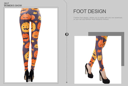 Women Halloween Jack-O-Lantern Printed Leggings Pants