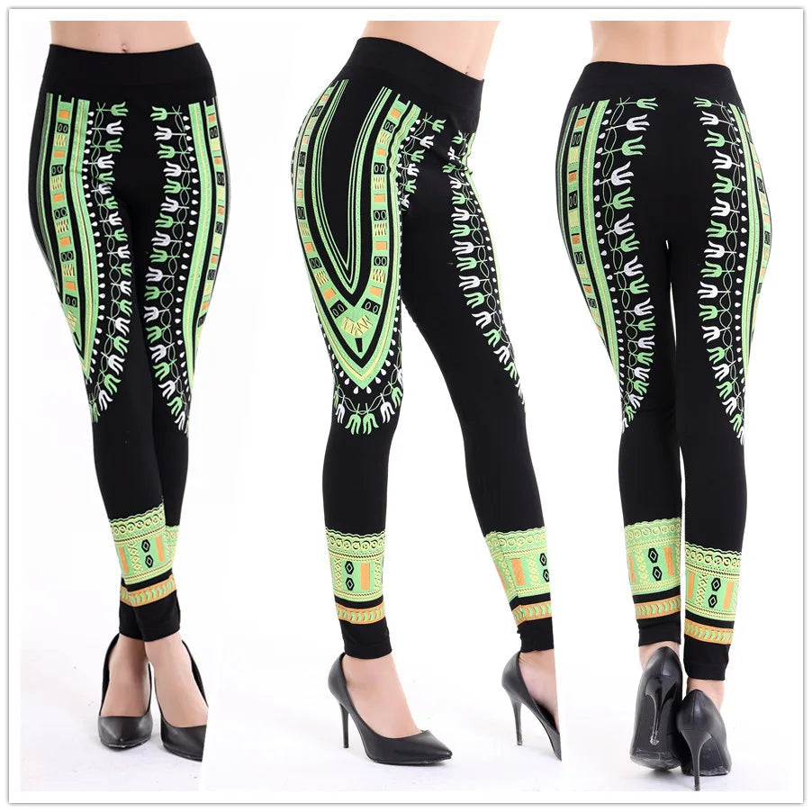 Women African Prints Yoga Sports Pants Leggings