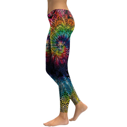 Women Fashion Mandala Flower 3D Printed Pants Leggings