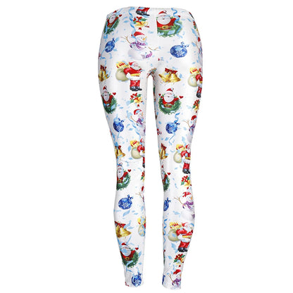 Women Plus Size Christmas Bell Tree Prints Pants Leggings