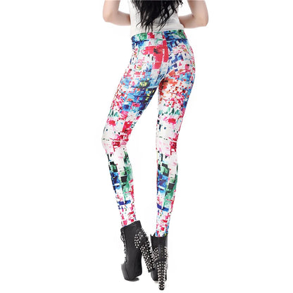 Women Fashion Colorful Comic Doodles Printed Leggings Pant