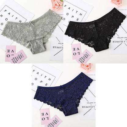 3pcs Sexy Lace Women Cozy Lingerie Briefs Underpants Low Waist Panties Underwear