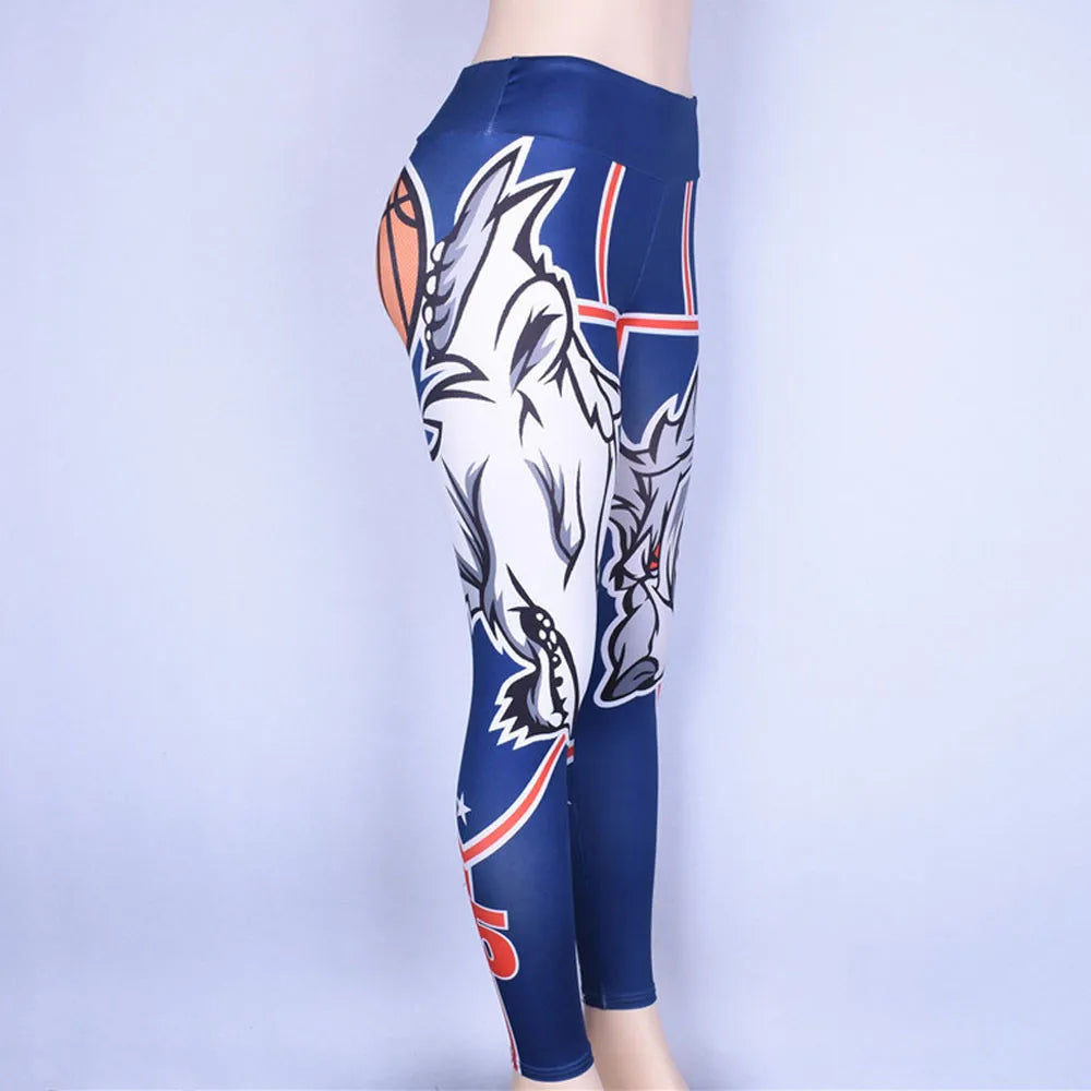 Women Basketball Print Yoga Sports Workout Comfortable Fitness Sports Gym Leggings Pants