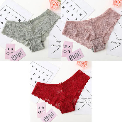 3pcs Sexy Lace Women Cozy Lingerie Briefs Underpants Low Waist Panties Underwear