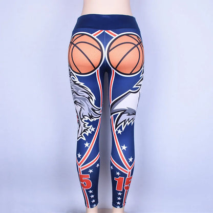 Women Basketball Print Yoga Sports Workout Comfortable Fitness Sports Gym Leggings Pants