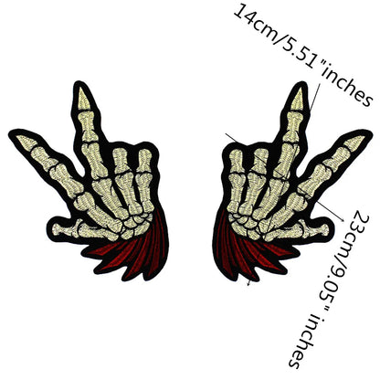 Skull Finger Embroidery Patch Appliques Iron on Patches Badge Clothes Sewing