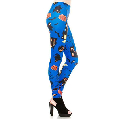 Women Fashion Pumpkin Lantern Halloween Cosplay Leggings Pants