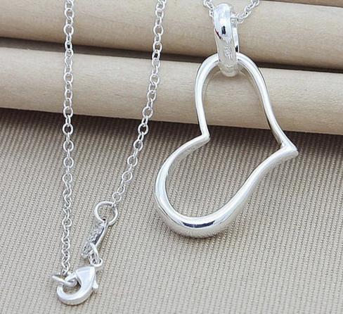 925 Sterling Silver Heart 18 Inch Chain Woman Fashion Wedding Engagement Party Charm Pendant Necklace