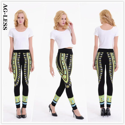 Women African Prints Yoga Sports Pants Leggings