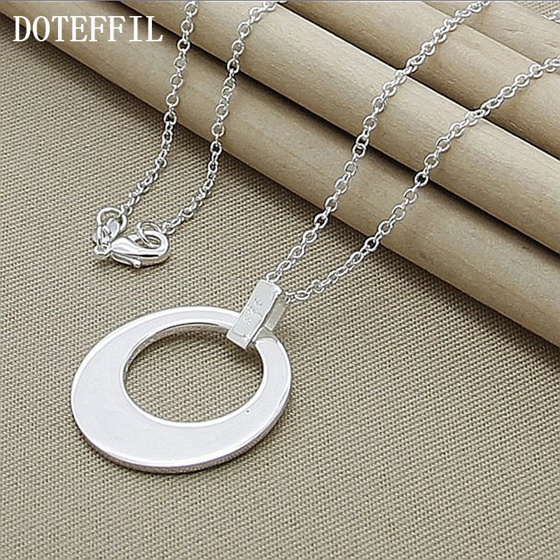 Women 925 Sterling Silver Sickle Chain Charm Pendant Necklace