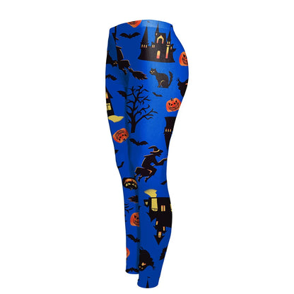 Women Fashion Pumpkin Lantern Halloween Cosplay Leggings Pants