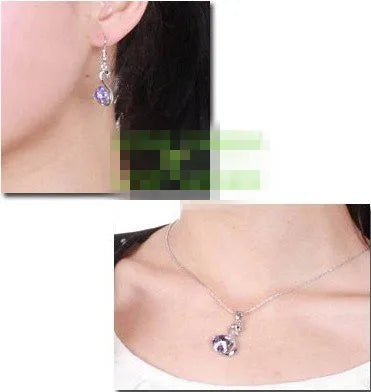 Women Crystal Swan Pendant Charm Lover Fashion Necklace Earring Gift Set