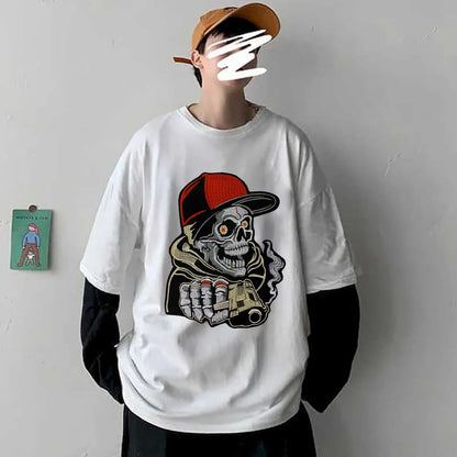 Embroidery Patch Large Back Biker Skull Patch Appliques Iron on Patches Badge Clothes Sewing