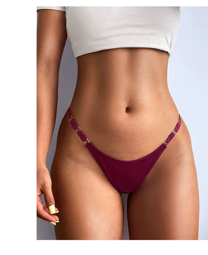 Sexy Women Seamless Underwear Briefs Zebra Flower Low Rise Metal Buckle Thong G-String Bikini Panties