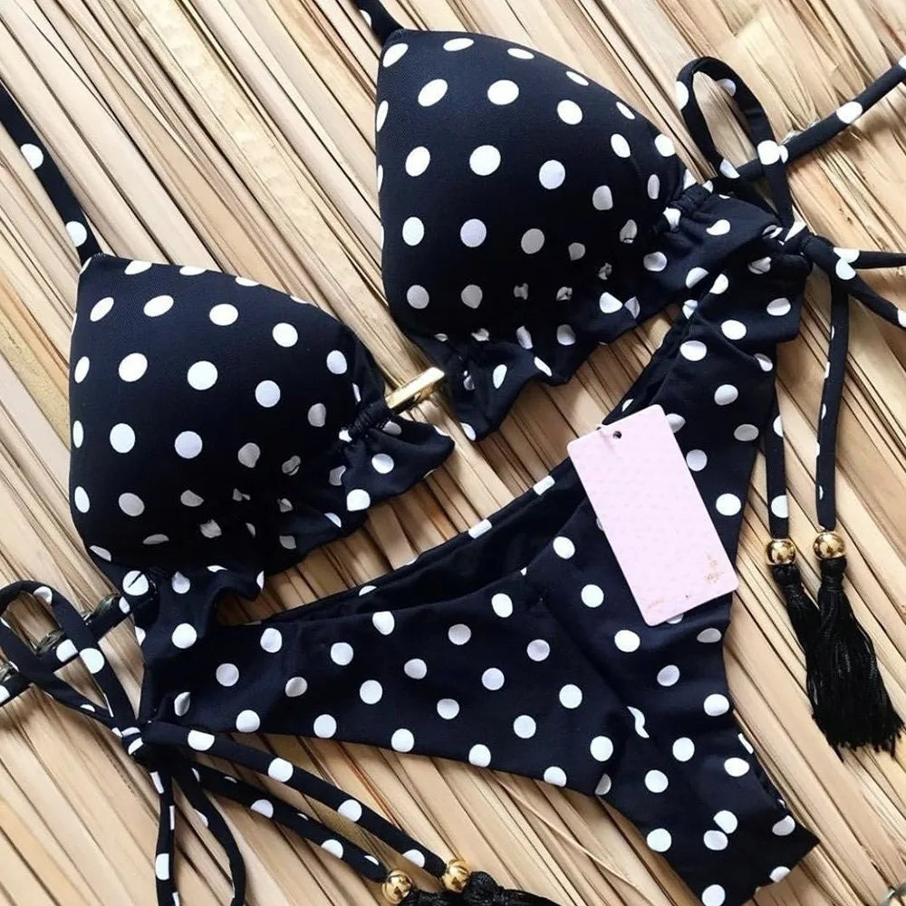 Sexy Print Swimsuit Bandage Two-Piece Swimwear Brazilian Beachwear Bathing Suit