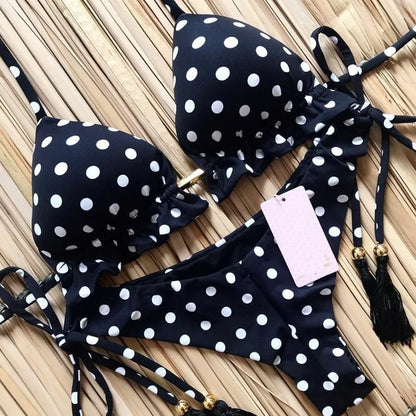 Sexy Print Swimsuit Bandage Two-Piece Swimwear Brazilian Beachwear Bathing Suit