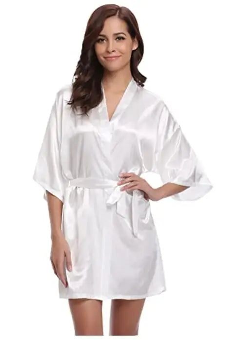 Women Kimono Robe Bathrobe Satin Bridesmaid Robes Dressing Night Gowns