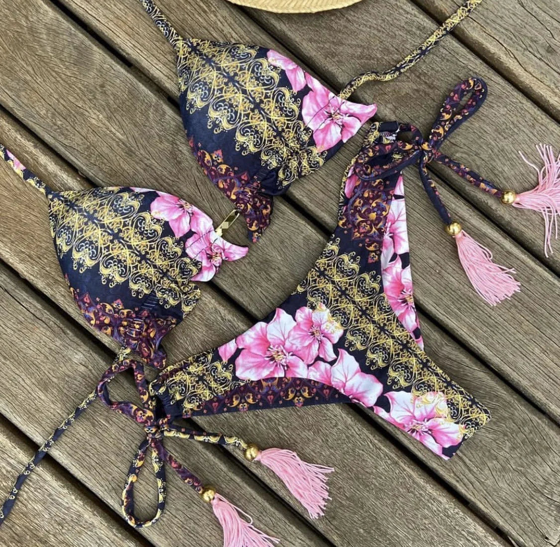 Sexy Print Swimsuit Bandage Two-Piece Swimwear Brazilian Beachwear Bathing Suit