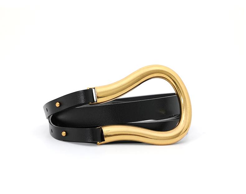 Women Wild Luxury Curved Metal Horseshoe Buckle Large U-Shaped Belts