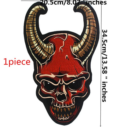 Sheep angle Skull Embroidered Patch Appliques Iron on Patches Badge Clothes Sewing