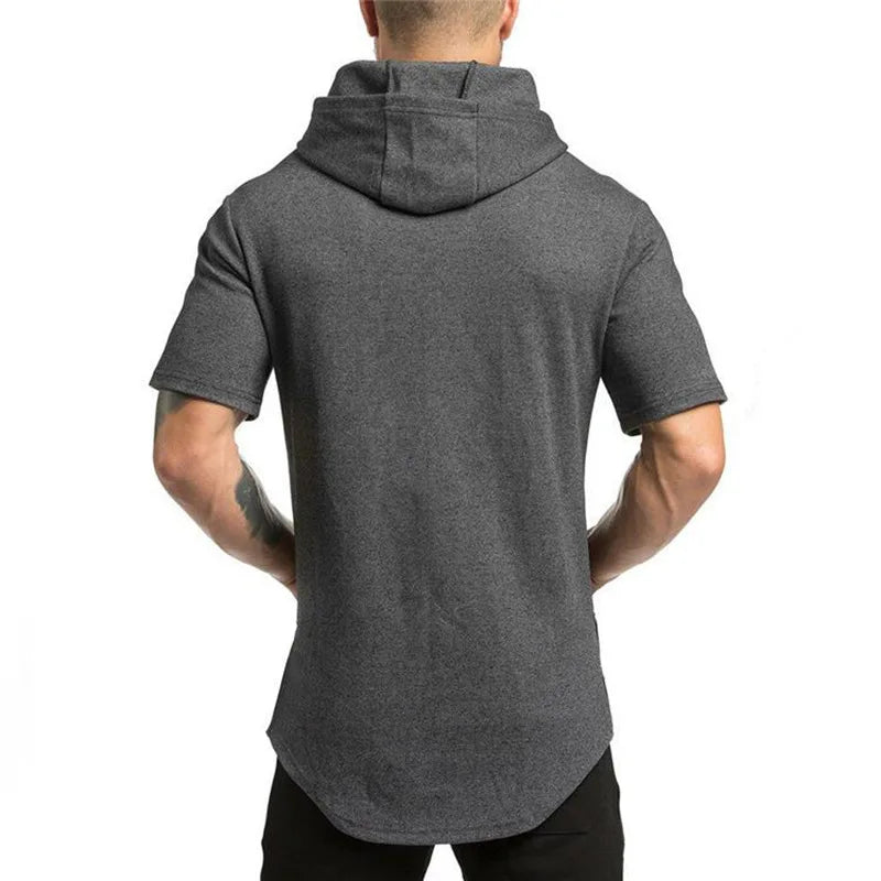 Men's Fashion Thin Solid Color Muscle Slim Breathable Fitness Sports Short-sleeved T-shirt