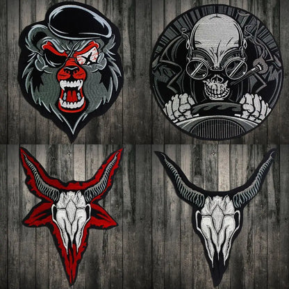Embroidery Skull Sheep Head Patch Appliques Iron on Patches Badge Clothes Sewing