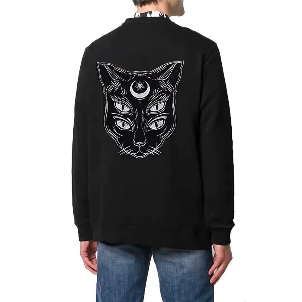 Embroidery Domineering Black Moon Cat Patch Appliques Iron on Patches Badge Clothes Sewing