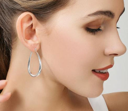 Women 925 Sterling Silver Smooth Circle 41mm Fashion Charm Wedding Hoop Earrings