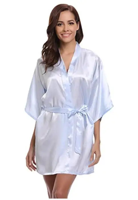 Women Kimono Robe Bathrobe Satin Bridesmaid Robes Dressing Night Gowns