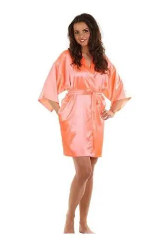 Women Nightgown Solid Color Kimono Bathrobe Satin Wedding Bridal Sleepwear