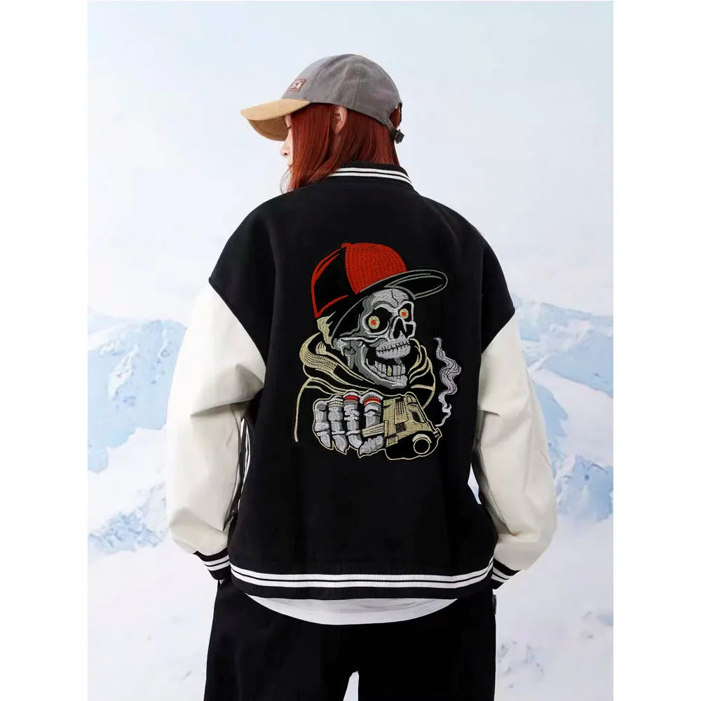 Embroidery Patch Large Back Biker Skull Patch Appliques Iron on Patches Badge Clothes Sewing
