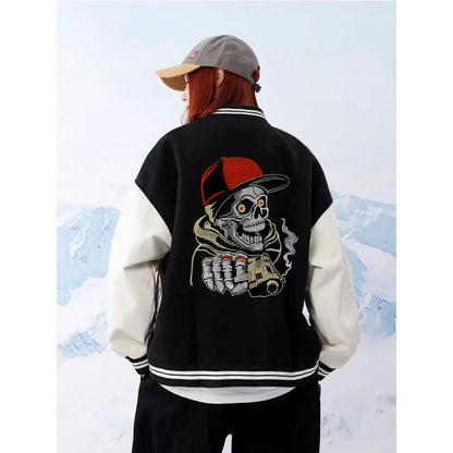 Embroidery Patch Large Back Biker Skull Patch Appliques Iron on Patches Badge Clothes Sewing