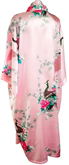 Women Flower Peacock Kimono Yukata Night Dress Gown Pajamas