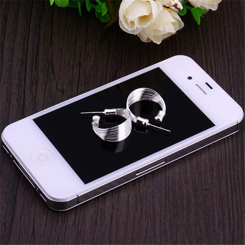 Women 925 Sterling Silver Smooth Multi-line Stud Earrings For Woman Wedding Engagement Fashion Party Charm Jewelry