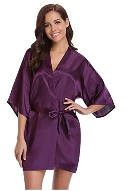 Women Kimono Robe Bathrobe Satin Bridesmaid Robes Dressing Night Gowns