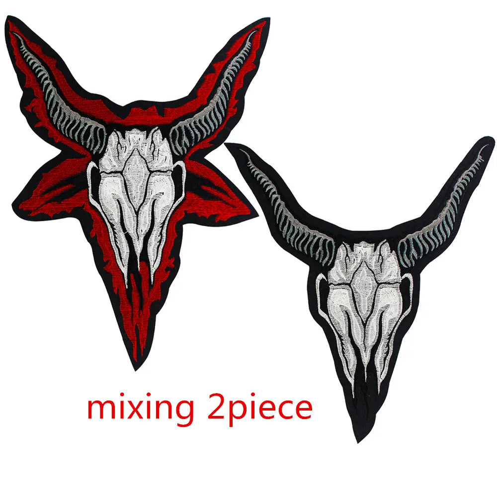 Embroidery Skull Sheep Head Patch Appliques Iron on Patches Badge Clothes Sewing
