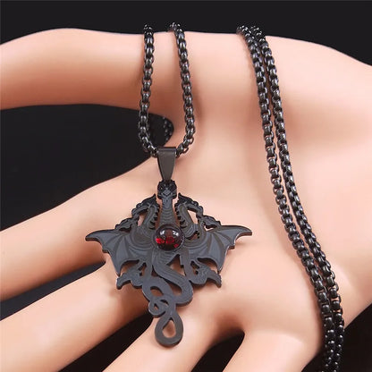Men Stainless Steel Gothic Witchcraft Dragon Satan Viking Wolf Owl Wizard Necklace
