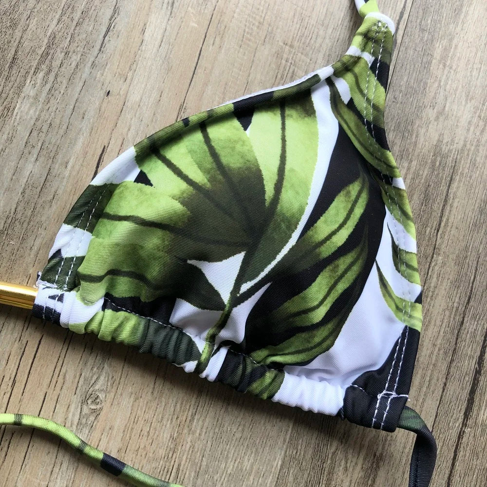 Sexy Print Swimsuit Bandage Two-Piece Swimwear Brazilian Beachwear Bathing Suit