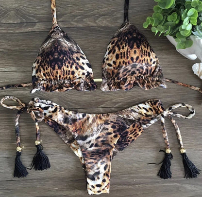 Sexy Print Swimsuit Bandage Two-Piece Swimwear Brazilian Beachwear Bathing Suit