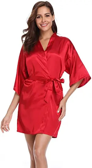 Women Kimono Robe Bathrobe Satin Bridesmaid Robes Dressing Night Gowns