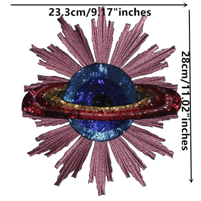 Craft Beaded Sequin Globe Embroidery Patches Iron on Applique Badge Clothes DIY Sewing