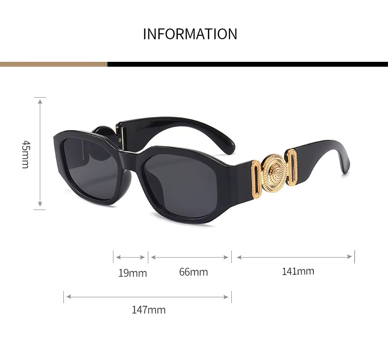 Men Women Small Rectangle Square Shades Vintage UV400 Sunglasses Glasses